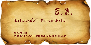 Balaskó Mirandola névjegykártya